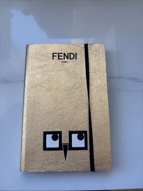 Fendi Metallic Gold Men's Notebook- with Black Graphic